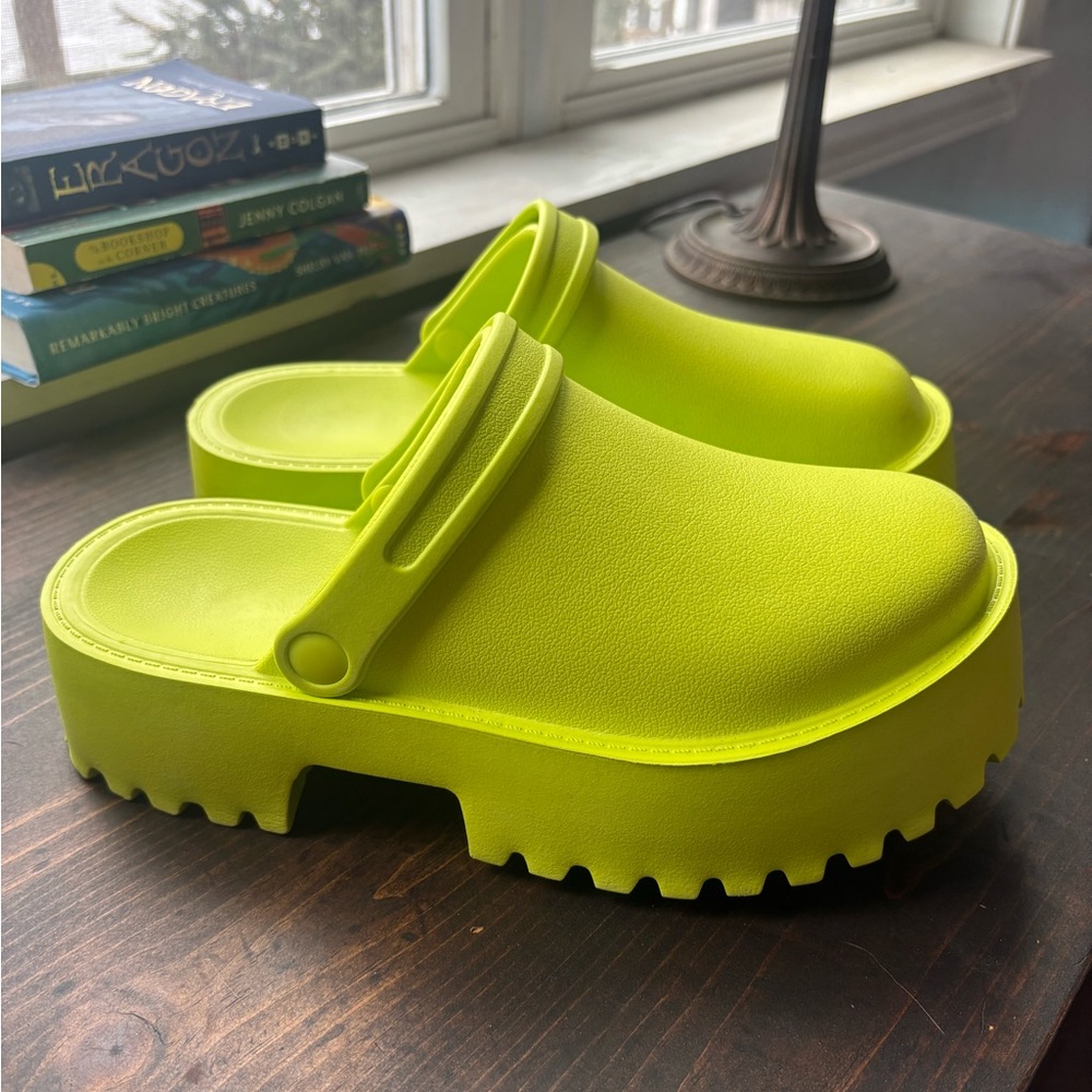 Neon Green/Yellow Platform Clogs